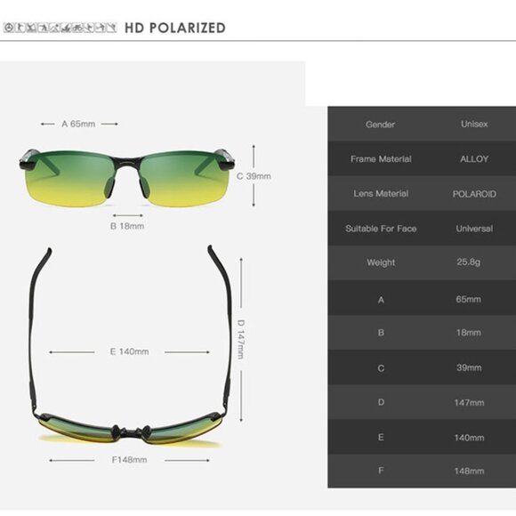 Day Night Vision Men's Pilot Polarized Sunglasses Driving Sports Fishing Eyewear - Picture 5 of 5